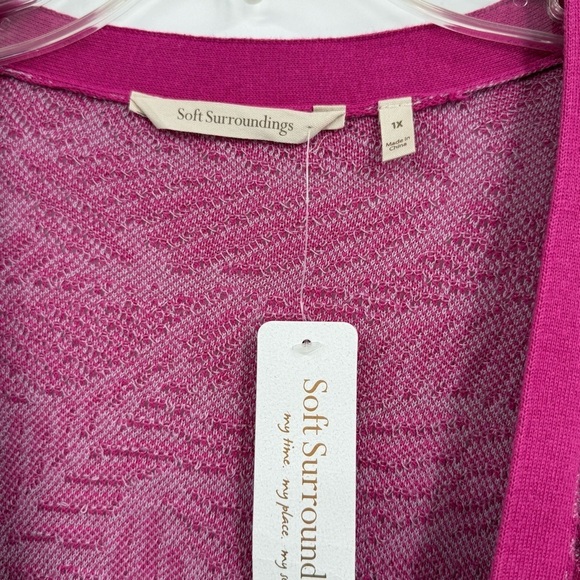 Soft Surroundings NWT Kensley Cardigan Sweater Women Size 1X Pink Palms Cotton - Picture 5 of 7